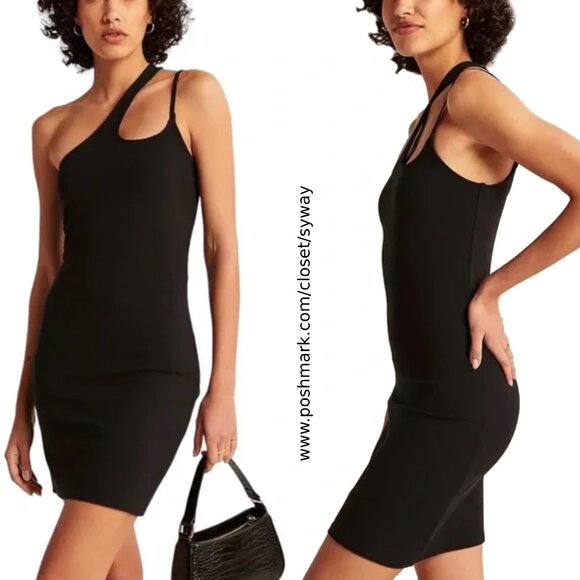 Abercrombie & Fitch Dresses & Skirts - Abercrombie & Fitch Asymmetrical One-Shoulder Ponte Mini Little Black Dress